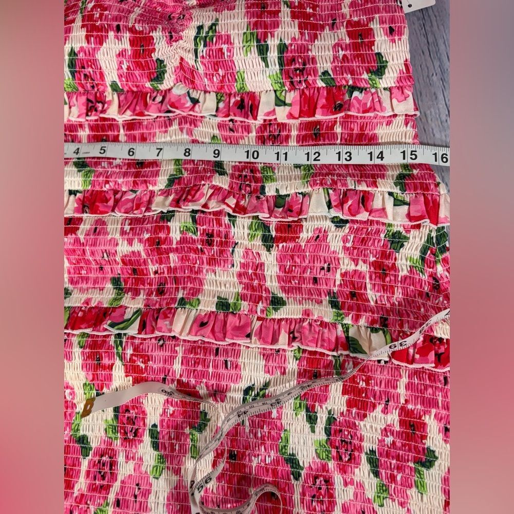 NWT Show Me Your MuMu Stella Smocked Pink Floral Soiree Wedding Midi Dress XL - Picture 11 of 12